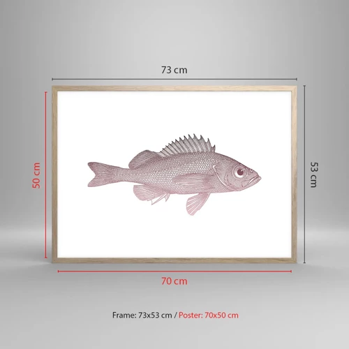 Plakát v rámu světlý dub - Ryba s velkýma očima - 70x50 cm