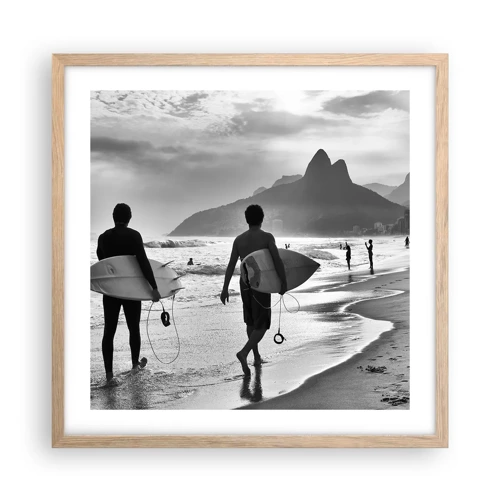 Plakát v rámu světlý dub - Samba na jednu vlnu - 50x50 cm