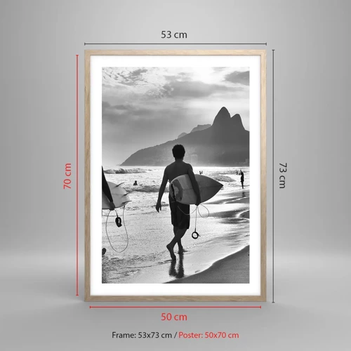Plakát v rámu světlý dub - Samba na jednu vlnu - 50x70 cm