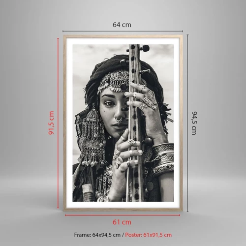 Plakát v rámu světlý dub - Samotná hudba orientu - 61x91 cm