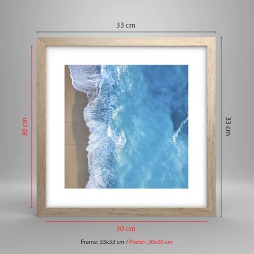 Plakát v rámu světlý dub - Síla modři - 30x30 cm