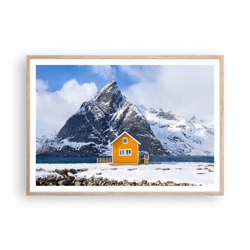 Plakát v rámu světlý dub - Skandinávská dovolená - 100x70 cm