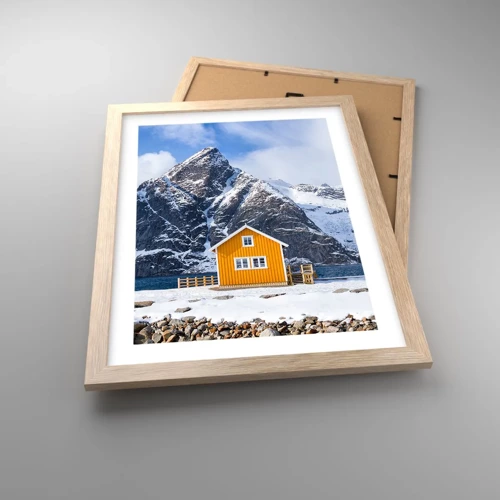 Plakát v rámu světlý dub - Skandinávská dovolená - 30x40 cm