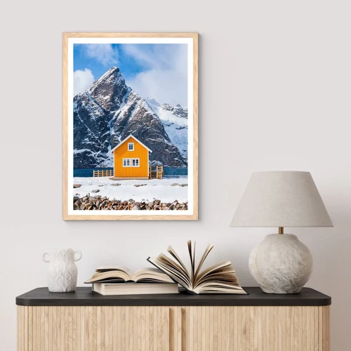 Plakát v rámu světlý dub - Skandinávská dovolená - 40x50 cm