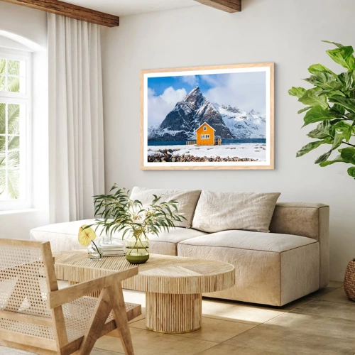 Plakát v rámu světlý dub - Skandinávská dovolená - 50x40 cm