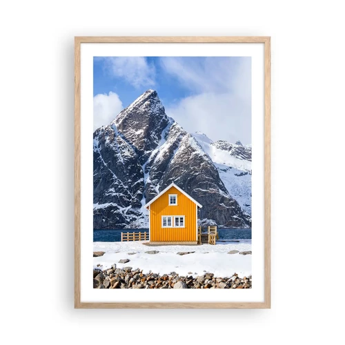 Plakát v rámu světlý dub - Skandinávská dovolená - 50x70 cm