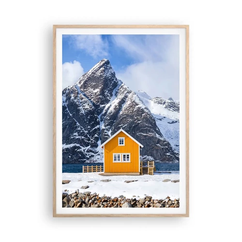 Plakát v rámu světlý dub - Skandinávská dovolená - 70x100 cm