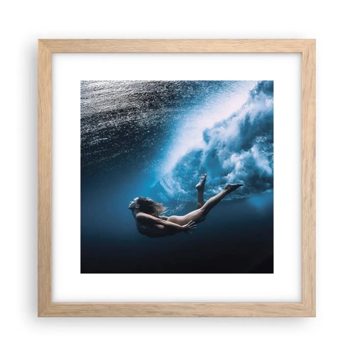 Plakát v rámu světlý dub - Současná mořská panna - 30x30 cm