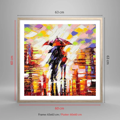Plakát v rámu světlý dub - Společně přes noc a déšť - 60x60 cm