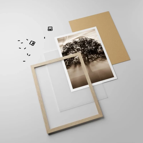 Plakát v rámu světlý dub - Strom zpráv samotného dobra - 50x70 cm