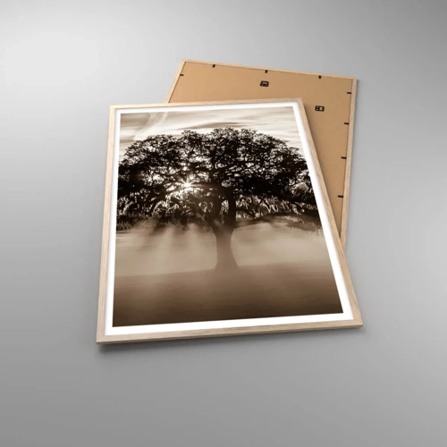 Plakát v rámu světlý dub - Strom zpráv samotného dobra - 70x100 cm