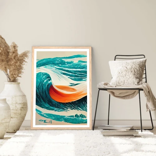 Plakát v rámu světlý dub - Surfařův sen - 40x50 cm