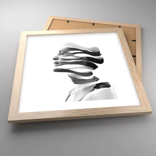 Plakát v rámu světlý dub - Surrealistický portrét - 30x30 cm