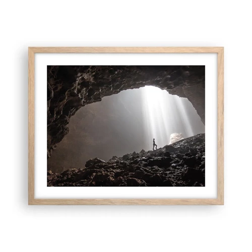 Plakát v rámu světlý dub - Světelná jeskyně - 50x40 cm