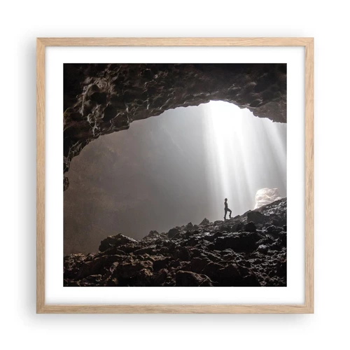 Plakát v rámu světlý dub - Světelná jeskyně - 50x50 cm