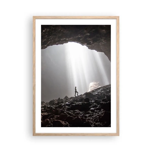 Plakát v rámu světlý dub - Světelná jeskyně - 50x70 cm