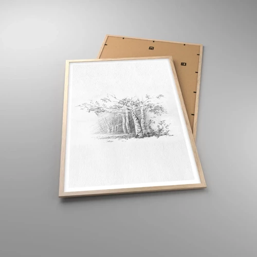 Plakát v rámu světlý dub - Světlo březového lesa - 61x91 cm