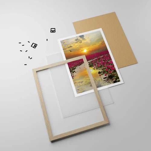 Plakát v rámu světlý dub - Tajemný život jezera - 61x91 cm