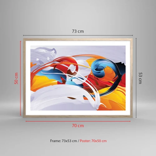 Plakát v rámu světlý dub - Tanec živlů - 70x50 cm