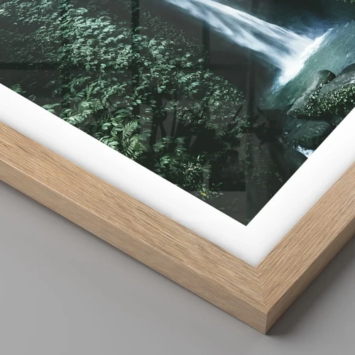 Plakát v rámu světlý dub - Tropický pramen - 30x30 cm