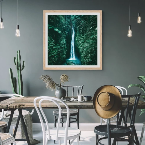 Plakát v rámu světlý dub - Tropický pramen - 40x40 cm