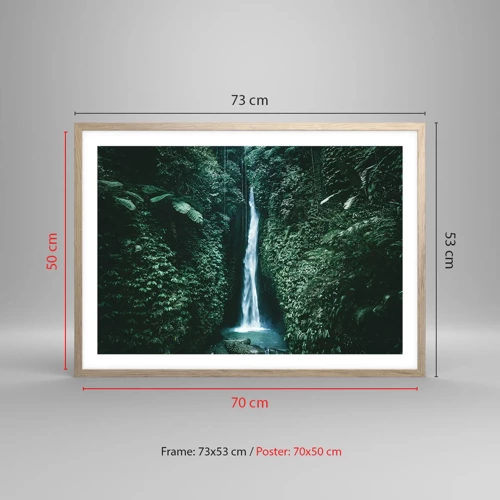 Plakát v rámu světlý dub - Tropický pramen - 70x50 cm