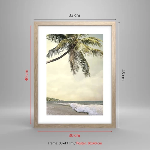 Plakát v rámu světlý dub - Tropický sen - 30x40 cm