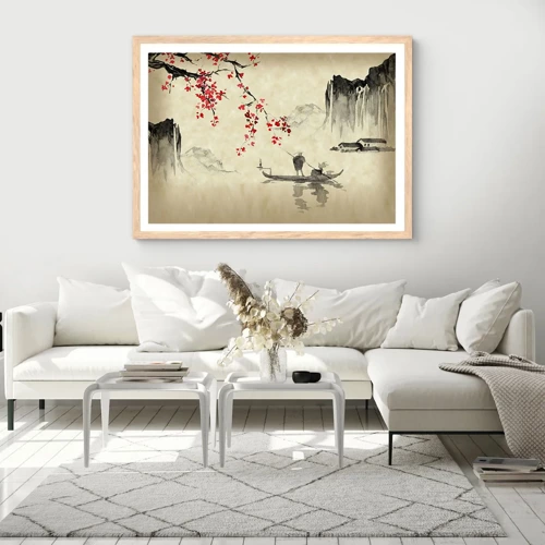 Plakát v rámu světlý dub - V zemi kvetoucích třešní - 91x61 cm