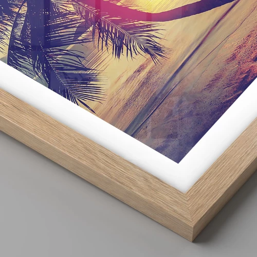 Plakát v rámu světlý dub - Večer pod palmami - 30x30 cm