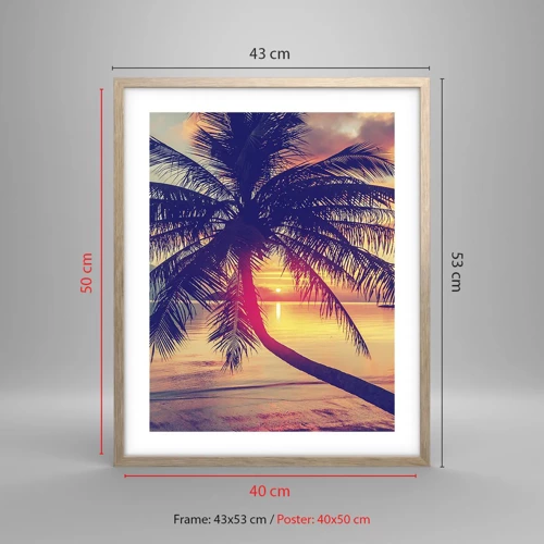 Plakát v rámu světlý dub - Večer pod palmami - 40x50 cm