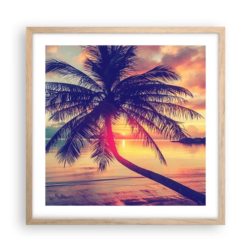 Plakát v rámu světlý dub - Večer pod palmami - 50x50 cm