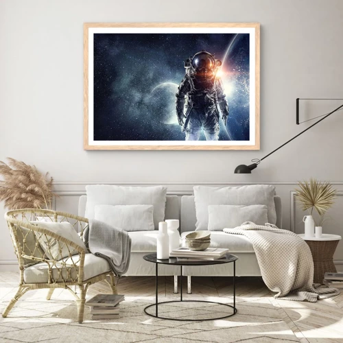 Plakát v rámu světlý dub - Vesmírné dobrodružství - 100x70 cm