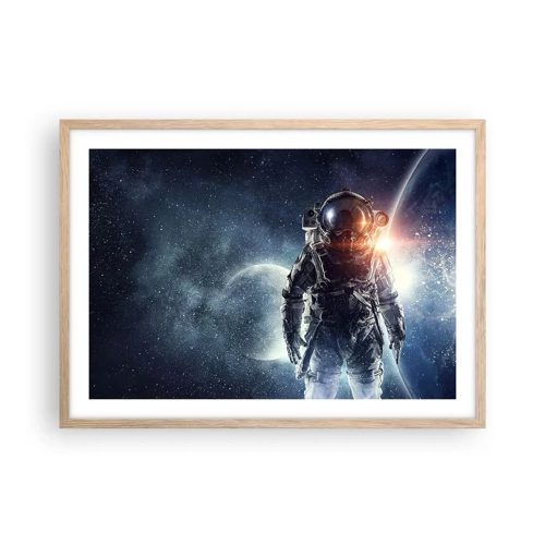 Plakát v rámu světlý dub - Vesmírné dobrodružství - 70x50 cm
