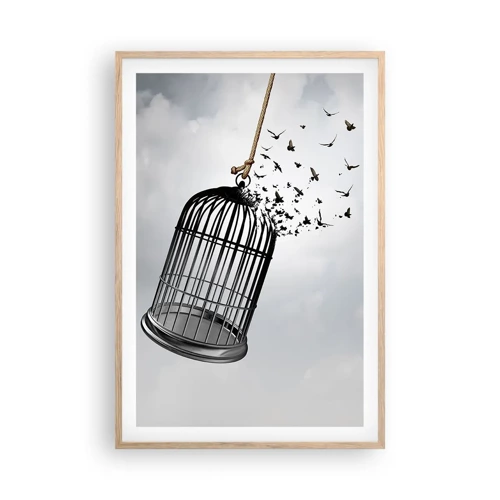 Plakát v rámu světlý dub - Víra… naděje… svoboda! - 61x91 cm