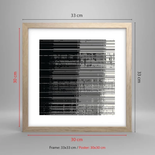 Plakát v rámu světlý dub - Vlny a vibrace - 30x30 cm