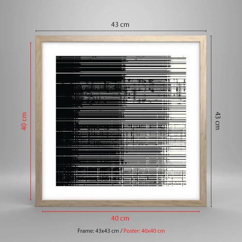 Plakát v rámu světlý dub - Vlny a vibrace - 40x40 cm