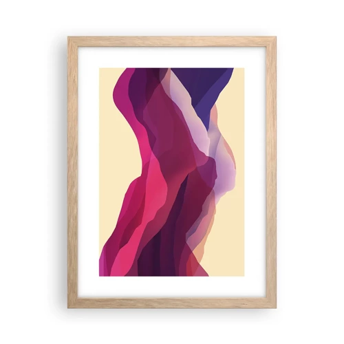 Plakát v rámu světlý dub - Vlny fialové - 30x40 cm