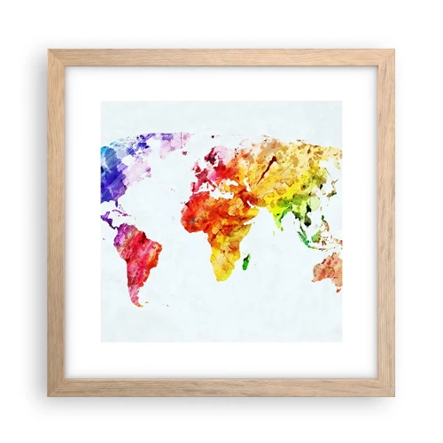 Plakát v rámu světlý dub - Všechny barvy světa - 30x30 cm