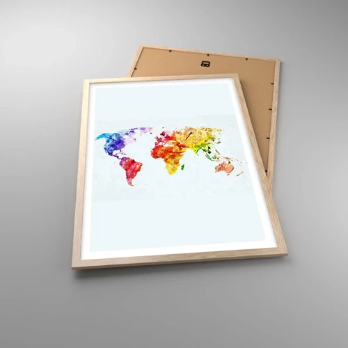 Plakát v rámu světlý dub - Všechny barvy světa - 50x70 cm