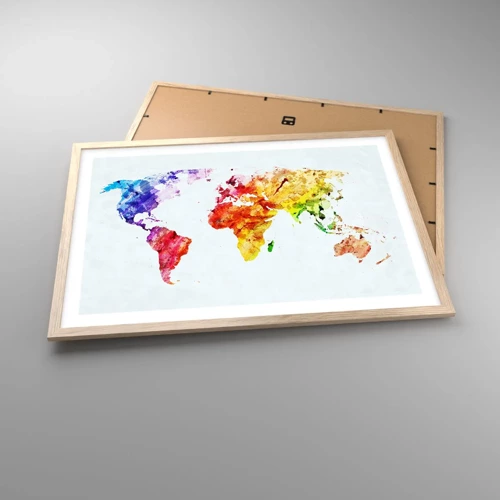 Plakát v rámu světlý dub - Všechny barvy světa - 70x50 cm