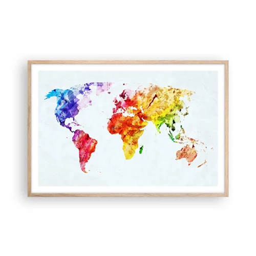 Plakát v rámu světlý dub - Všechny barvy světa - 91x61 cm
