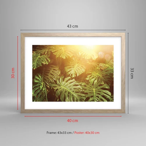 Plakát v rámu světlý dub - Vstoupit do zeleně… - 40x30 cm