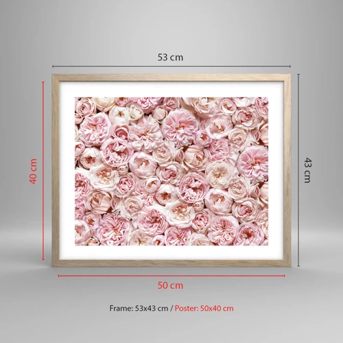 Plakát v rámu světlý dub - Vydlážděná růžemi - 50x40 cm