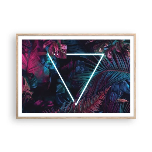 Plakát v rámu světlý dub - Zahrada v disco stylu - 100x70 cm