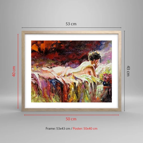 Plakát v rámu světlý dub - Zamyšlená Venuše - 50x40 cm
