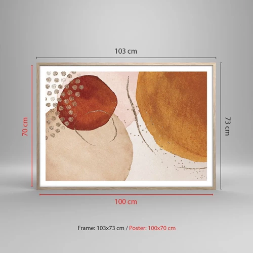 Plakát v rámu světlý dub - Zaoblení a pohyb - 100x70 cm