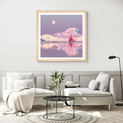 Plakát v rámu světlý dub - Žár plachty, chlad ledu - 50x50 cm