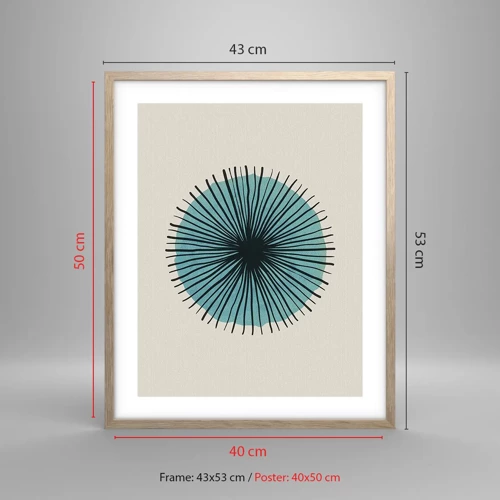 Plakát v rámu světlý dub - Zářící modrá - 40x50 cm