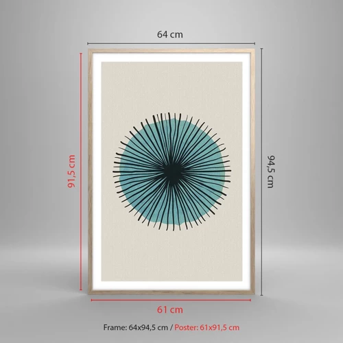 Plakát v rámu světlý dub - Zářící modrá - 61x91 cm