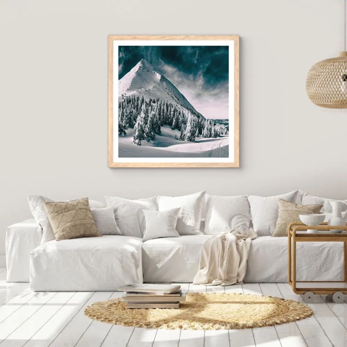 Plakát v rámu světlý dub - Země sněhu a ledu - 30x30 cm